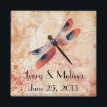 Dragonfly Flourish Wedding Favor Magnet<br><div class="desc">Deze Dragonfly Flourish Wedding Favor Magnet is voorzien van mijn waterverf dragonfly op een digitale kunstgelaagde achtergrond. Geweldig voor zomerbruiloft of Dragonfly Thed Weddings.</div>