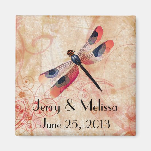 Dragonfly Flourish Wedding Favor Magnet (Voorkant)