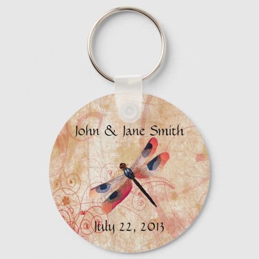 Dragonfly Flourish Wedding Favor Sleutelhanger (Voorkant)
