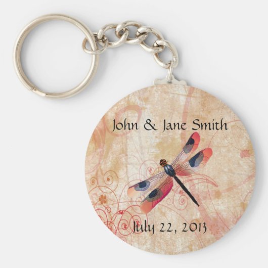 Dragonfly Flourish Wedding Favor Sleutelhanger (Voorkant)
