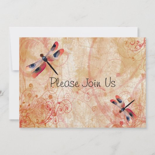 Dragonfly Flourish Wedding Invitation Kaart (Voorkant)