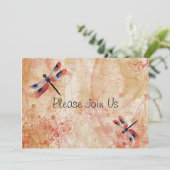 Dragonfly Flourish Wedding Invitation Kaart (Staand voorkant)