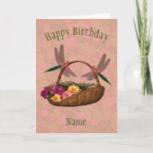 Dragonfly Flower Basket Art, gepersonaliseerd op z Kaart (Voorkant)