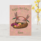 Dragonfly Flower Basket Art, gepersonaliseerd op z Kaart (Gele Bloem)