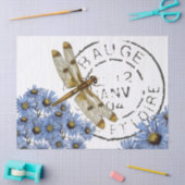 Dragonfly Flower French Postmark  Decoupage Tissuepapier (Craft)