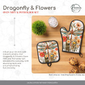 DragonFly & Flowers Oven Mitt and Potholders Set