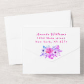 Dragonfly Flowers Paars Het is een meisje Baby sho All In One Uitnodiging (Achterkant)