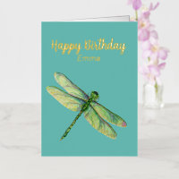 Dragonfly Folded Folie Birthday Kaart