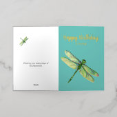 Dragonfly Folded Folie Birthday Kaart (Buiten Laag)