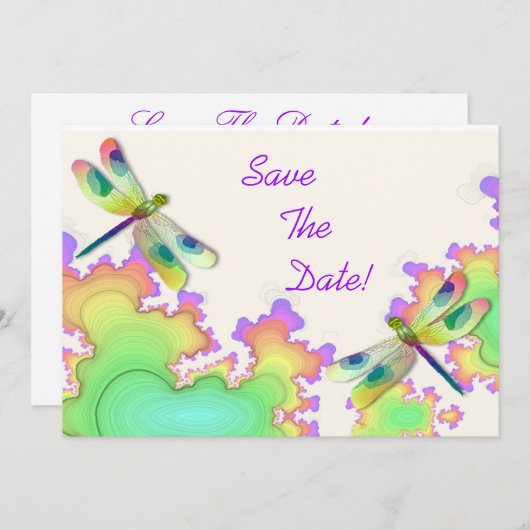 Dragonfly Fractal Save the Date (Voorkant / Achterkant)