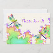 Dragonfly Fractal Wedding Invitation Kaart (Voorkant)