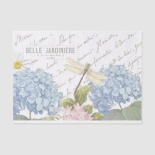 Dragonfly Frans Script Blue Pink Hydrangea Flower Tissuepapier