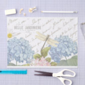 Dragonfly Frans Script Blue Pink Hydrangea Flower Tissuepapier (Craft)