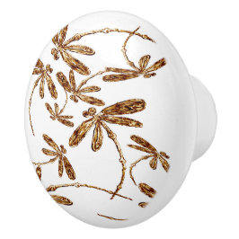 Dragonfly Frenzy Gold Ceramic Pull Keramische Knop