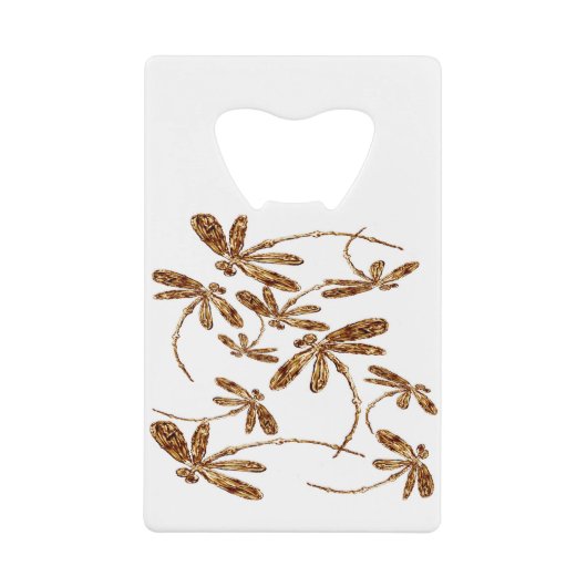Dragonfly Frenzy Gold Creditkaart Flessenopener (Voorkant)