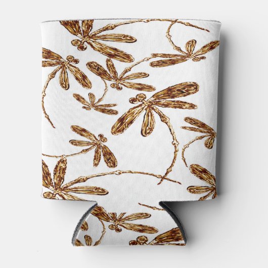 Dragonfly Frenzy Gold Koelbox Stubby Holder Blikjeskoeler (Voorkant)