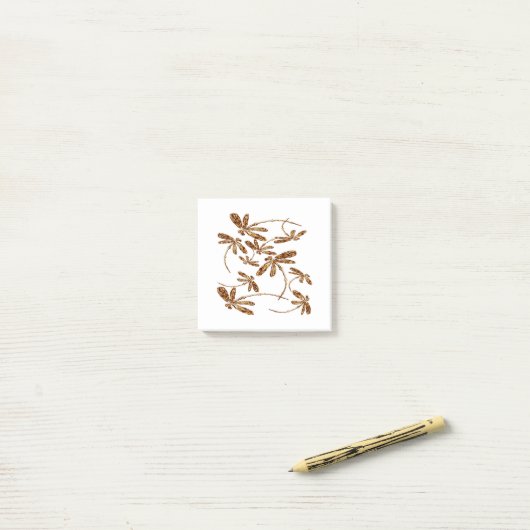 Dragonfly Frenzy Gold Post-it® Notes (Op bureau)