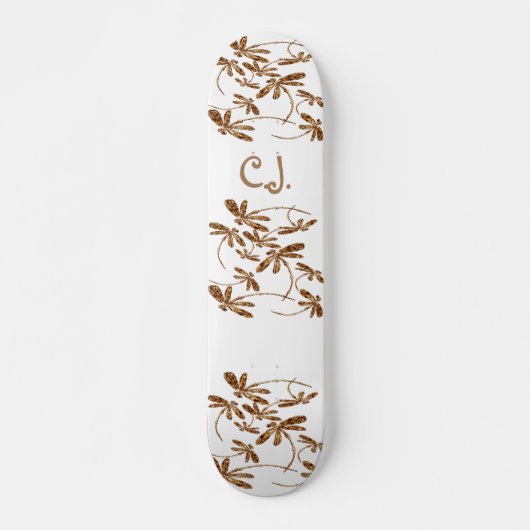 Dragonfly Frenzy Gold Skateboard Deck (Voorkant)