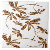 Dragonfly Frenzy Gold Tegeltje (Voorkant)