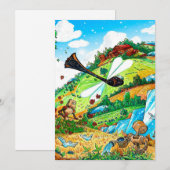 Dragonfly Garden canvas afdrukken | minachting Feestdagenkaart (Voorkant / Achterkant)