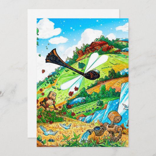 Dragonfly Garden canvas afdrukken | minachting Feestdagenkaart (Voorkant / Achterkant)