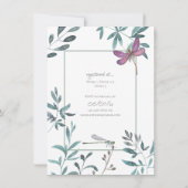 Dragonfly Garden Greenery op White Baby shower Kaart (Achterkant)