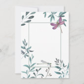  Dragonfly Garden Greenery op White Wedding Save The Date (Achterkant)