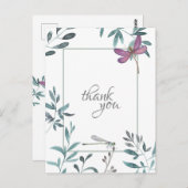 Dragonfly Garden Greenery, Wit Dank u Briefkaart (Voorkant / Achterkant)