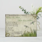 Dragonfly Garden Vintage Wedding Uitnodiging (Staand voorkant)