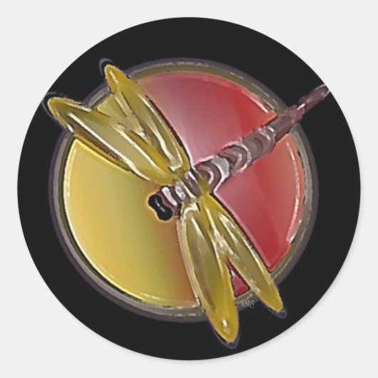 Dragonfly, geborsteld ronde sticker (Voorkant)