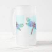Dragonfly gekristalliseerd (blauw) matglas bierpul (Voorkant links)
