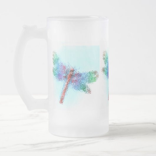 Dragonfly gekristalliseerd (blauw) matglas bierpul (Links)