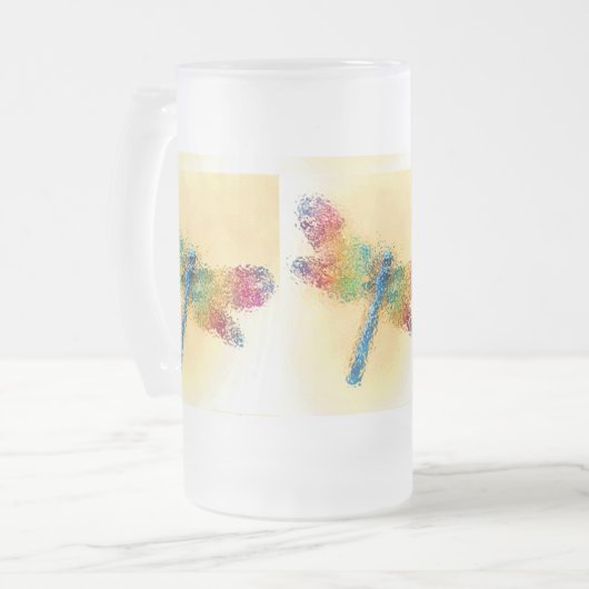 Dragonfly gekristalliseerd (geel) matglas bierpul (Voorkant links)