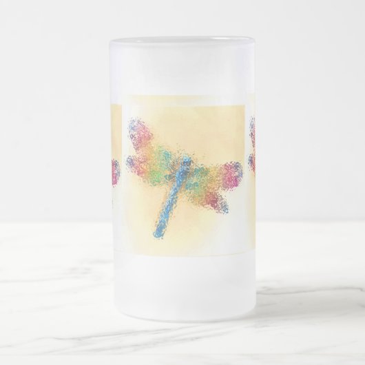 Dragonfly gekristalliseerd (geel) matglas bierpul (Center)