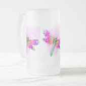 Dragonfly gekristalliseerd (roze) matglas bierpul (Voorkant links)