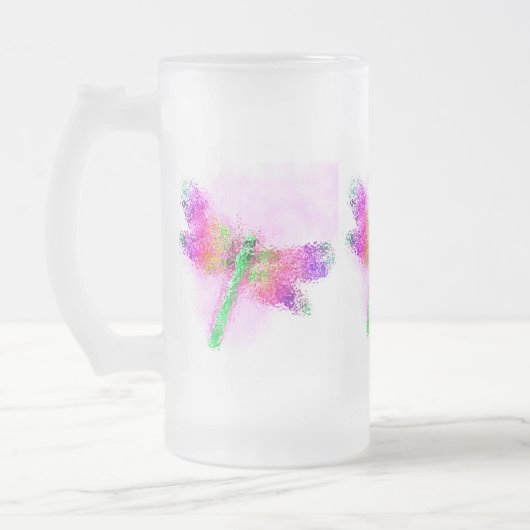 Dragonfly gekristalliseerd (roze) matglas bierpul (Links)