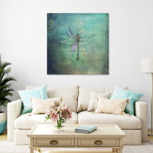 dragonfly gemengde mediasanvas wandkunst canvas afdruk