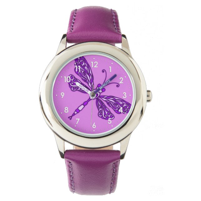 Dragonfly genummerde meisjes horloge (Voorkant)