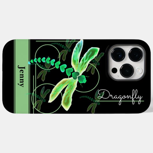 Dragonfly gepersonaliseerd (groen) Case-Mate iPhone case (Achterkant (horizontaal))