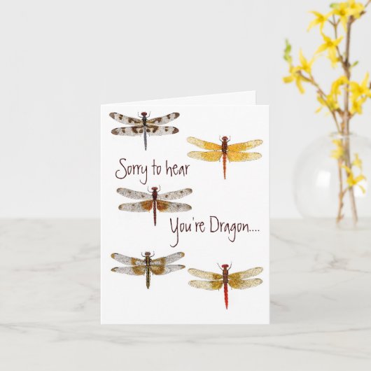 Dragonfly Get Well Card Kaart (Gele Bloem)