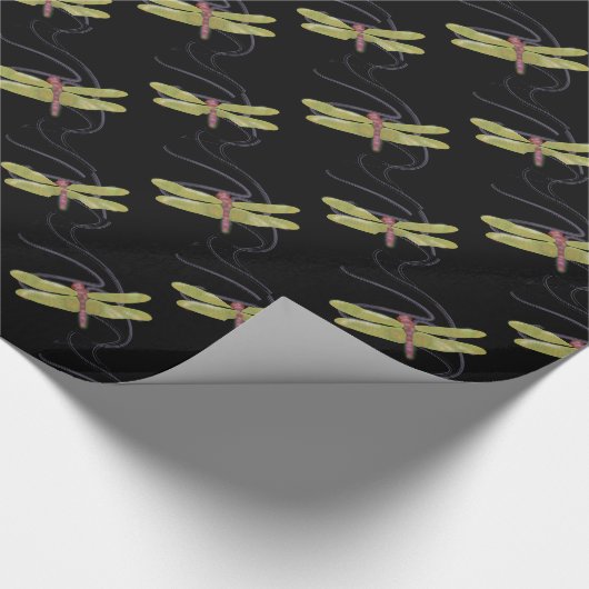 Dragonfly Gift Wrapping Paper Roll black Cadeaupapier (Hoek)