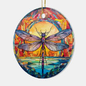 Dragonfly Glas in lood Keramische Boomdecoratie Keramisch Ornament (Links)