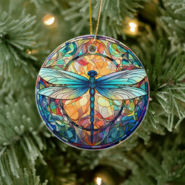 Dragonfly Glas in lood Keramische Boomdecoratie Keramisch Ornament