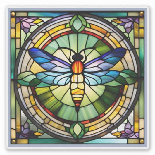 Dragonfly Glas in lood Sticker (Voorkant)