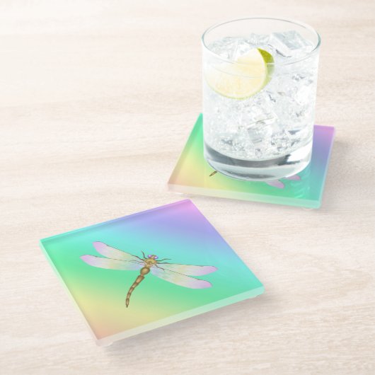 Dragonfly Glazen Onderzetter (Schuin)