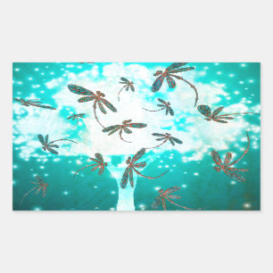 Dragonfly-gloedboom Rechthoekige Sticker