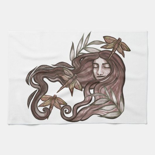 Dragonfly Goddess Natuur Lovers Summer Theedoek (Horizontaal)
