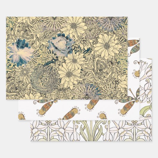 Dragonfly Gold Garden Inpakpapier Vel (Set)