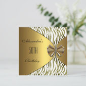 Dragonfly Gold Jewel 50th Birthday Invitation Kaart (Staand voorkant)