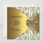 Dragonfly Gold Jewel 50th Birthday Invitation Kaart (Voorkant)